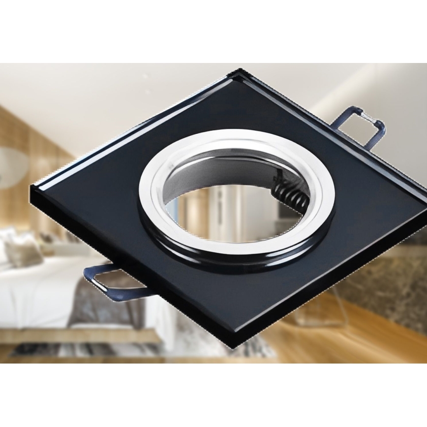 Inbouwspot 1xGU10/MR16/10W/230V 9x9 cm zwart