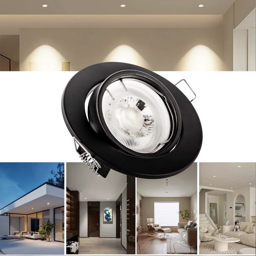 Inbouwspot 1xGU10/MR16/10W/230V Ø 9 cm zwart