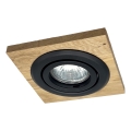 Inbouwspot TOBBY 1xGU10/20W/230V 11,5x11,5 cm eiken/zwart