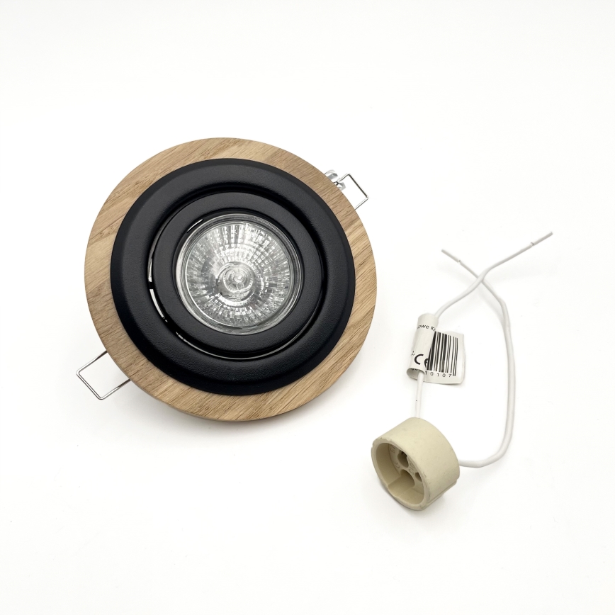 Inbouwspot TOBBY 1xGU10/20W/230V Ø 11,5 cm eiken/zwart