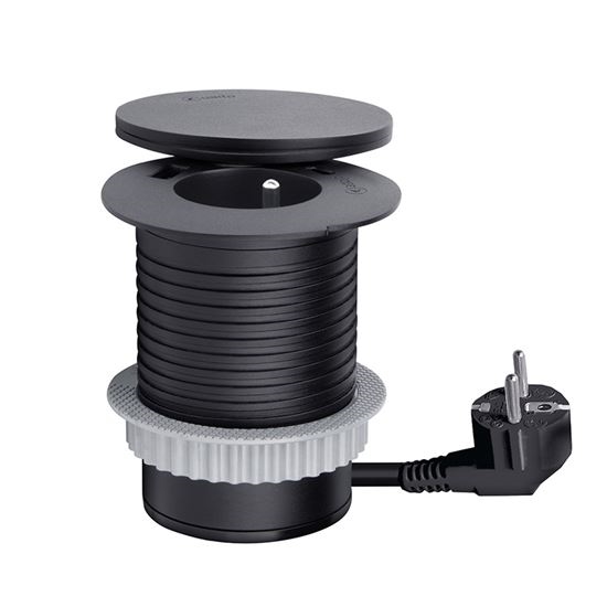 Inbouwstopcontact met 10W draadloze oplaadfunctie, 1x stopcontact + USB A+C, zwart