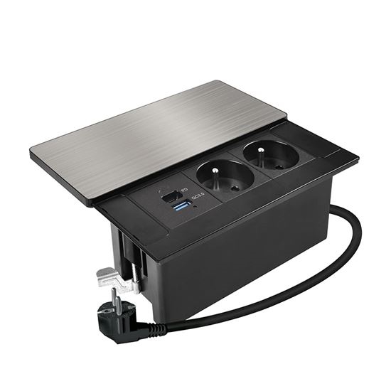 Inbouwstopcontact met 20W draadloos opladen, 2 stopcontacten + USB-A + USB-C