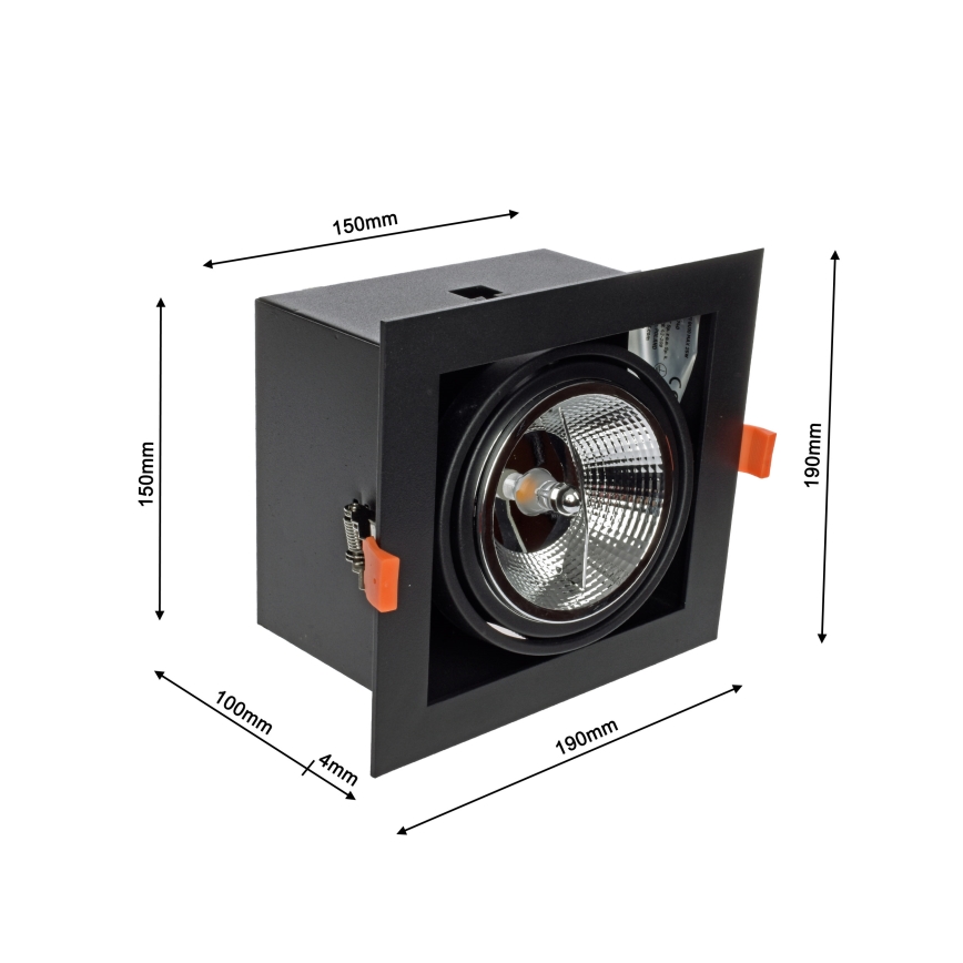 Inbouwverlichting PLAZA AR111 1xGU10/12W/230V zwart