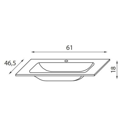 Inbouwwastafel CHICAGO 61x46,5 cm glanzend wit