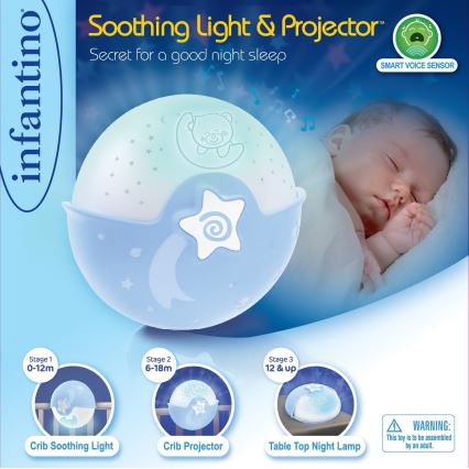 Infantino - Kinderlampje met projector 3xAA blauw