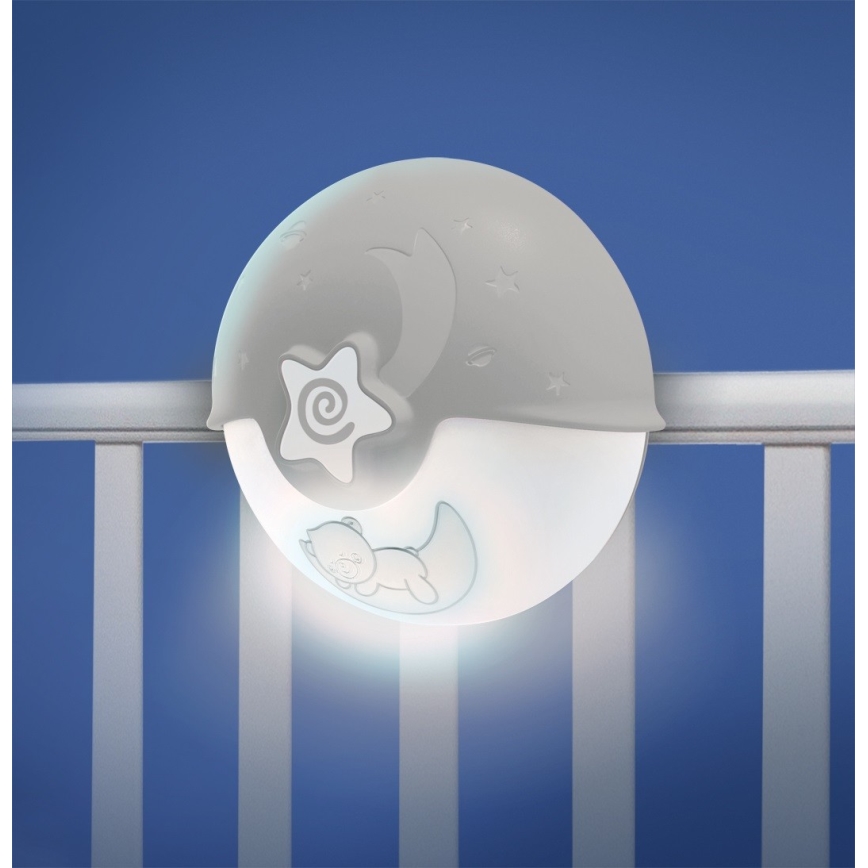 Infantino - Kinderlampje met projector 3xAA grijs