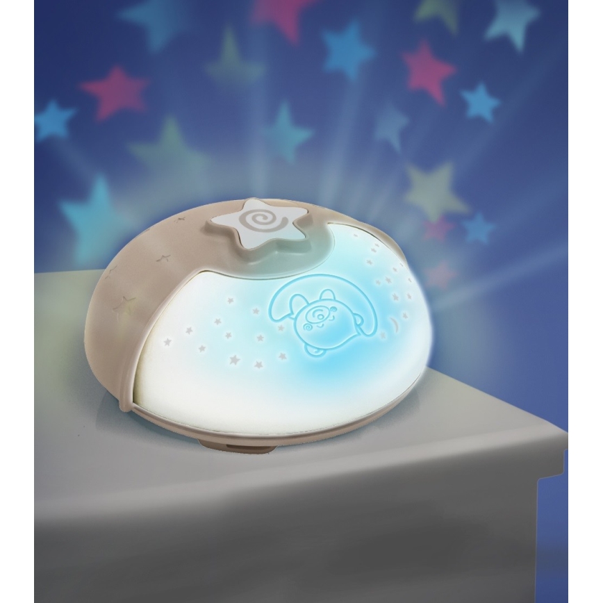 Infantino - Kinderlampje met projector 3xAA grijs