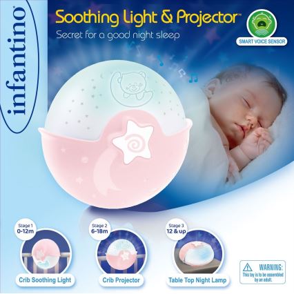 Infantino - Kinderlampje met projector 3xAA roze