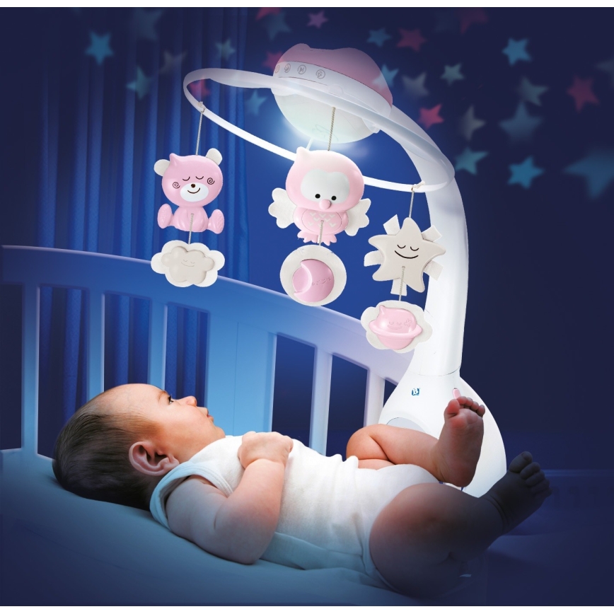 Infantino - Wiegmobiel met melodie 3in1 3xAAA roze