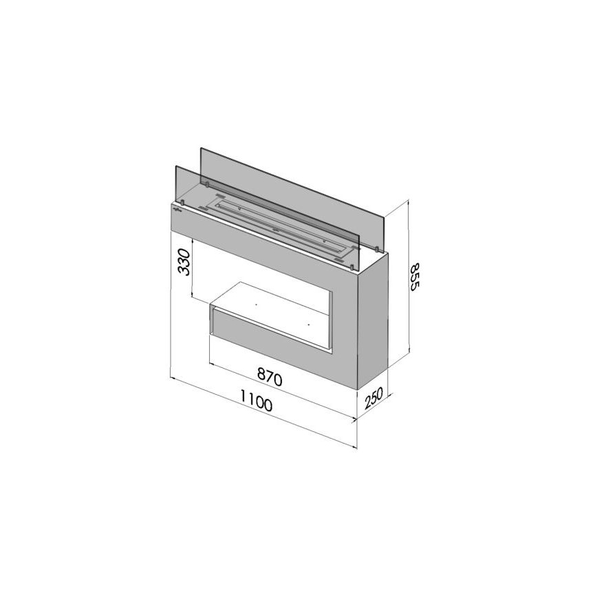 InFire - BIO open haard 110x85,5 cm 3kW wit