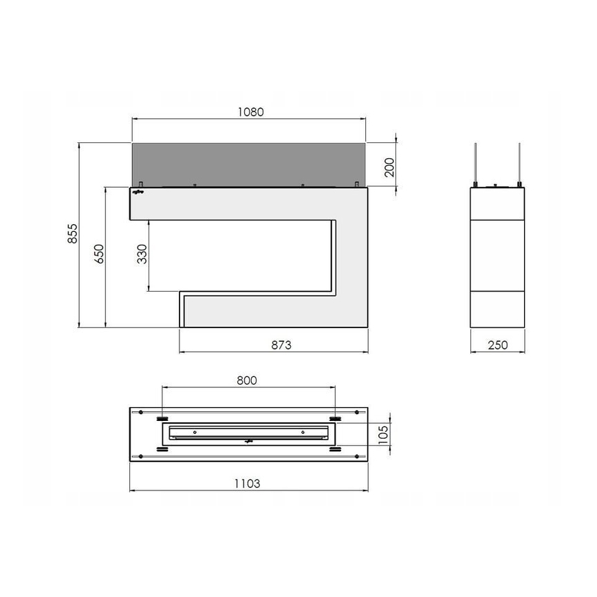InFire - BIO open haard 110x85,5 cm 3kW wit