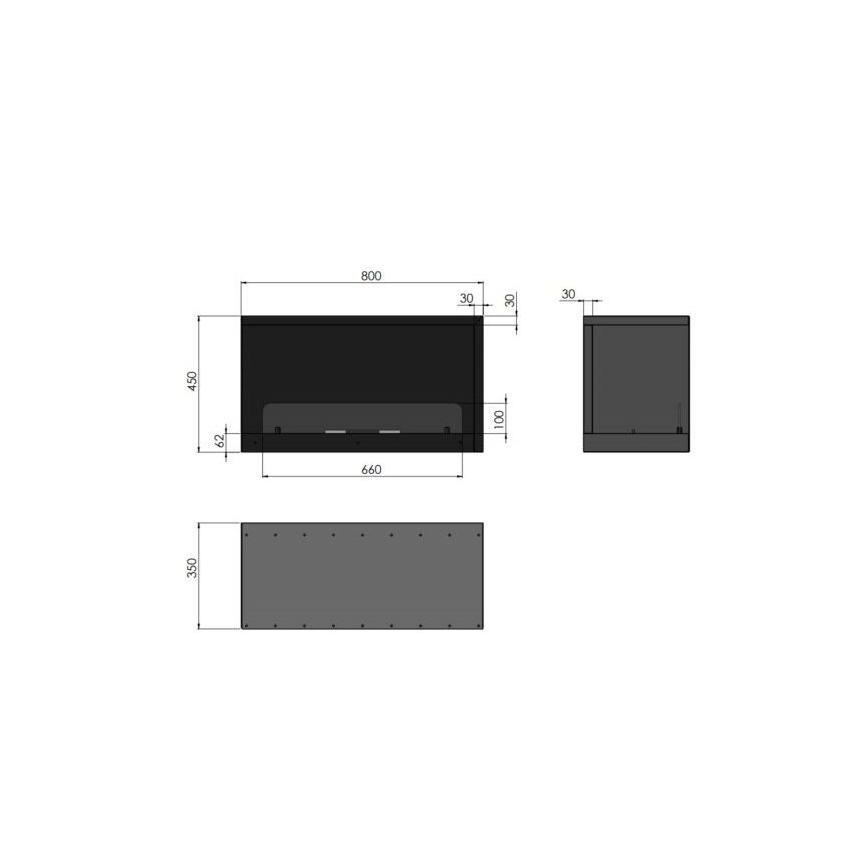 InFire - Hoekhaard BIO 80x45 cm 3kW zwart