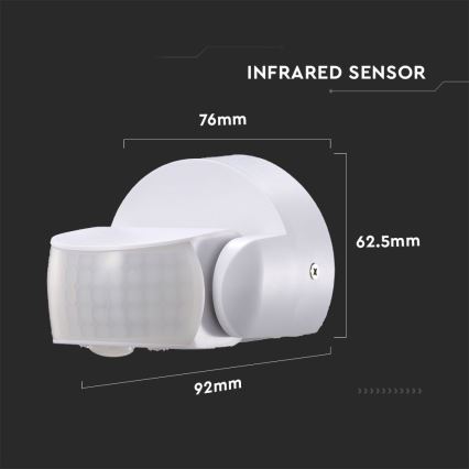 Infrarood bewegingssensor voor buiten 180/360° 600W/230V IP65 wit