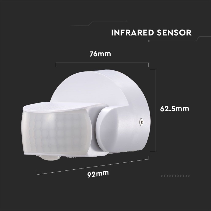Infrarood bewegingssensor voor buiten 180/360° 600W/230V IP65 wit