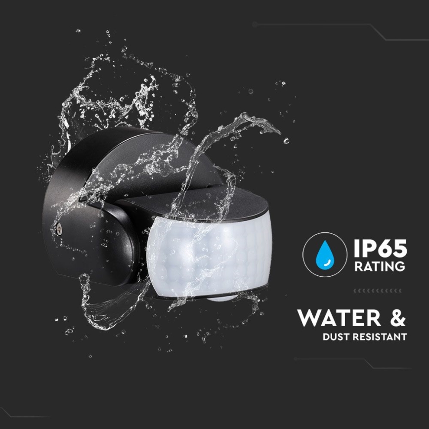 Infrarood bewegingssensor voor buiten 180/360° 600W/230V IP65 zwart