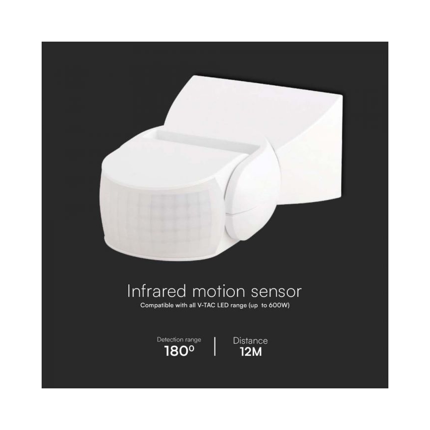 Infrarood bewegingssensor voor buiten 180° 230V IP65 wit
