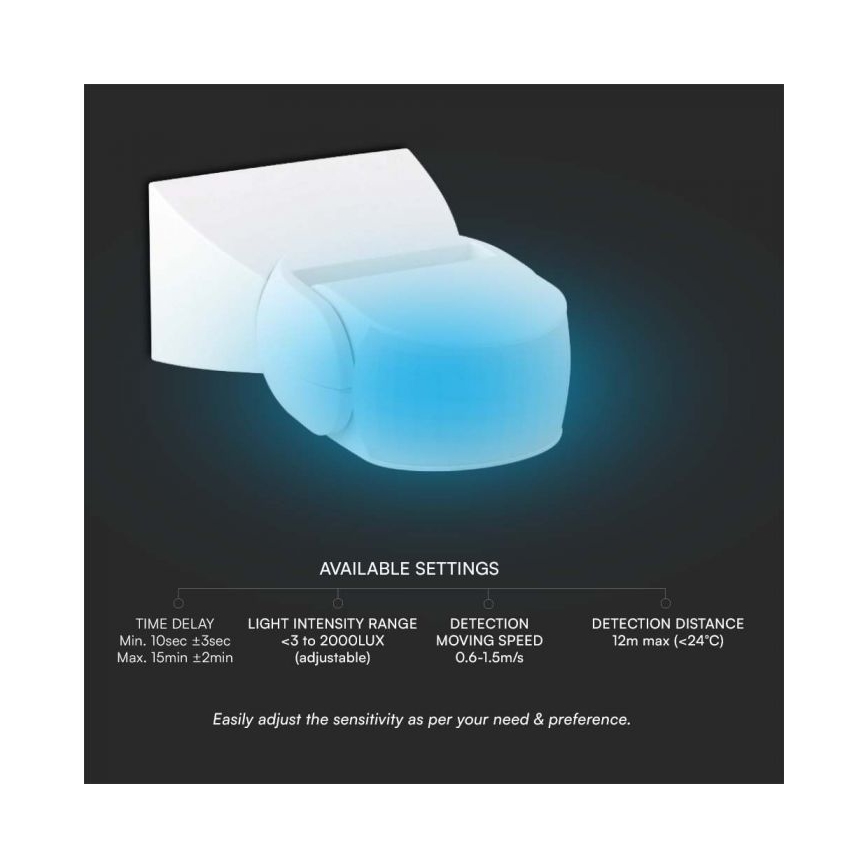 Infrarood bewegingssensor voor buiten 180° 230V IP65 wit