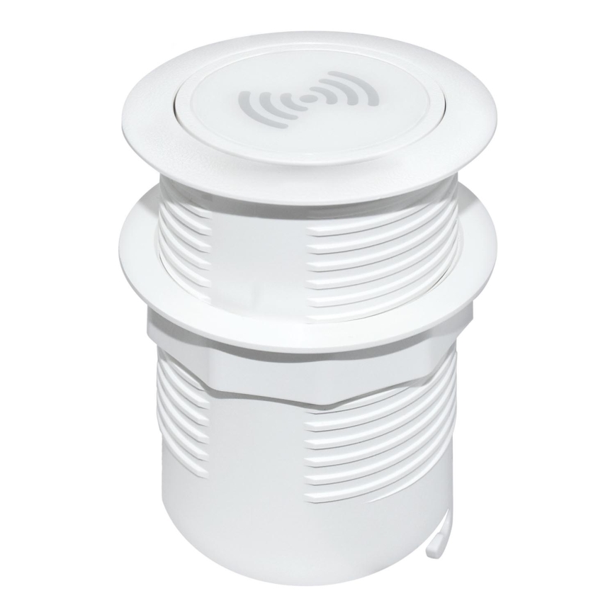 Ingebouwde draadloze oplader + USB A+C wit