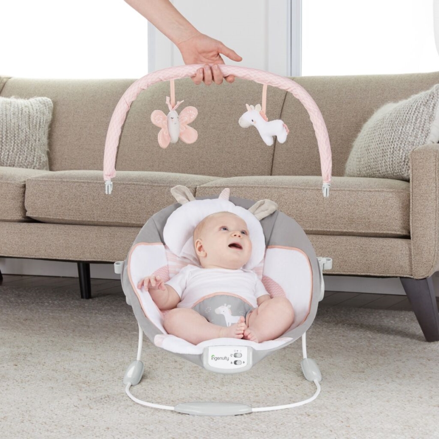Ingenuity - Baby vibrerend ligbed met melodie FLORA THE UNICORN 3xC