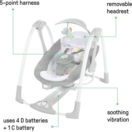 Ingenuity - Baby vibrerende schommel met melodie 2in1 WIMBERLY 4xD + 1xC