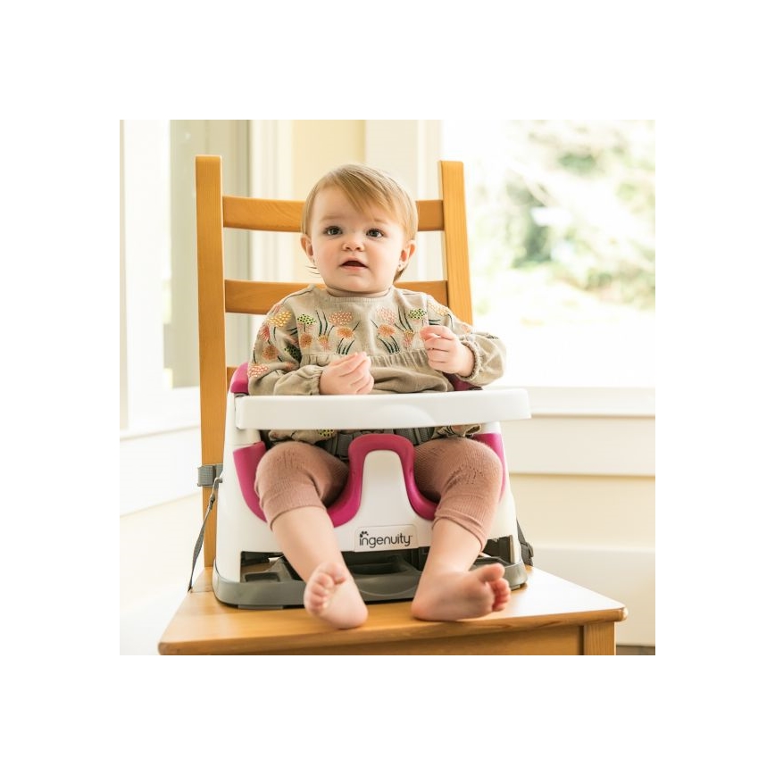Ingenuity - Eetkamerstoel kussen 2in1 BABY BASE roze