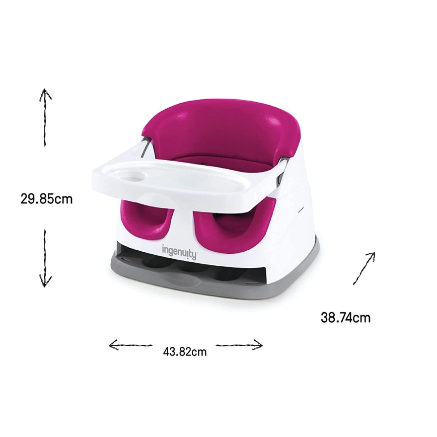 Ingenuity - Eetkamerstoel kussen 2in1 BABY BASE roze