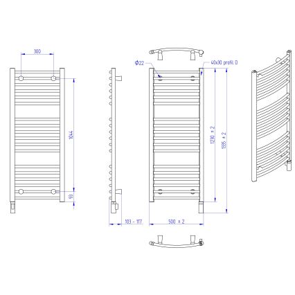 Instal Projekt - AMBRE elektrische badkamerradiator 400W 123x50 cm wit