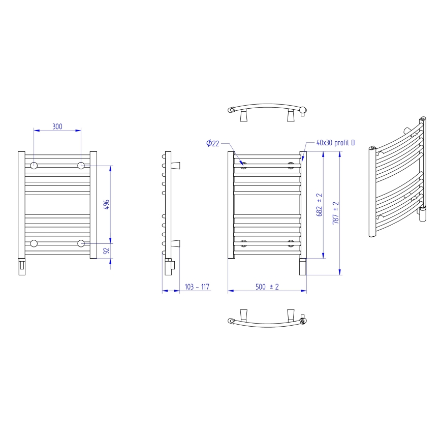 Instal Projekt - Elektrische badkamerradiator AMBRE 300 W 68 x 50 cm wit