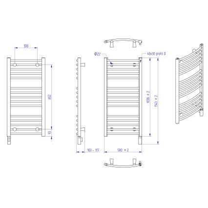 Instal Projekt - Elektrische badkamerradiator AMBRE 400W 103 x 50 cm wit