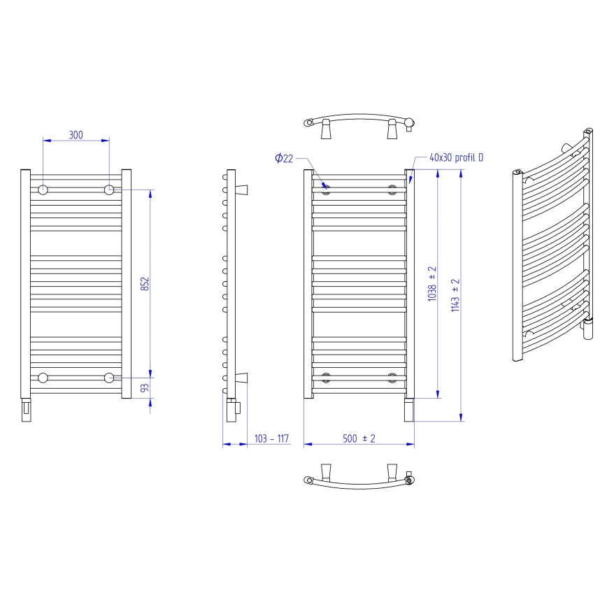 Instal Projekt - Elektrische badkamerradiator AMBRE 400W 103 x 50 cm wit