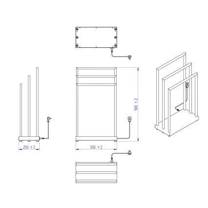Instal Projekt - Elektrische handdoekdroger MOBE 105W 90x50 cm zwart