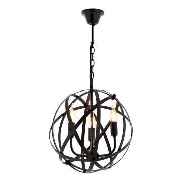 IRONBALL 3xE27/40W/230V zwarte hanglamp