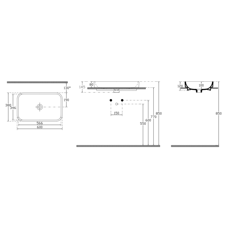 Isvea - Opzetwastafel AQUA 60x38 cm keramiek/wit