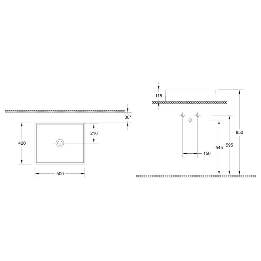 Isvea - PURITY opbouwwastafel 50 x 42 cm, keramiek, wit