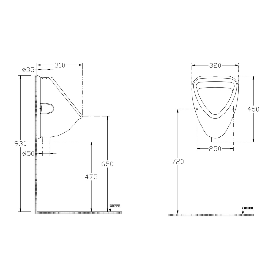 Isvea - Urinoir met bovenaansluiting, keramiek/wit