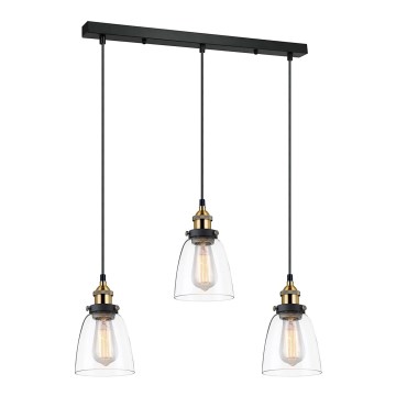 ITALUX - Hanglamp aan een koord FRANCIS 3xE27/40W/230V zwart/goud