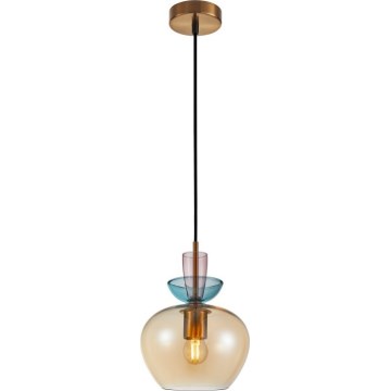 ITALUX - Hanglamp aan kabel FANDA 1xE27/40W/230V goud/rookbeige