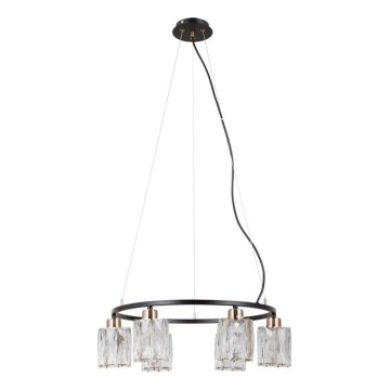 ITALUX - Hanglamp met kabel SIMONA 6xE14/40W/230V zwart/goud