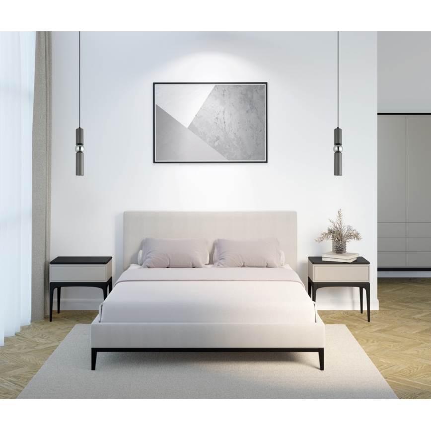 ITALUX - Hanglamp aan een koord ISIDORA 1xGU10/25W/230V antraciet/glanzend chroom