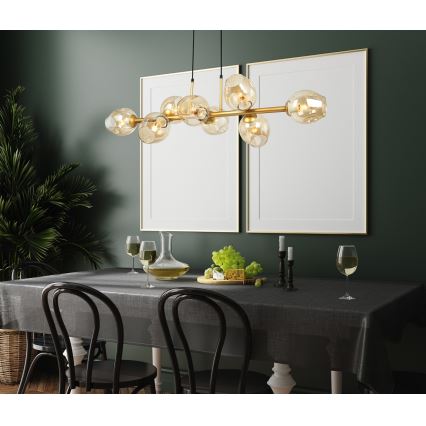 ITALUX - Hanglamp aan een koord BORGO 8xE27/40W/230V goud