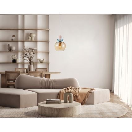 ITALUX - Hanglamp aan kabel FANDA 1xE27/40W/230V goud/rookbeige