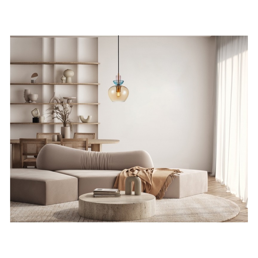 ITALUX - Hanglamp aan kabel FANDA 1xE27/40W/230V goud/rookbeige
