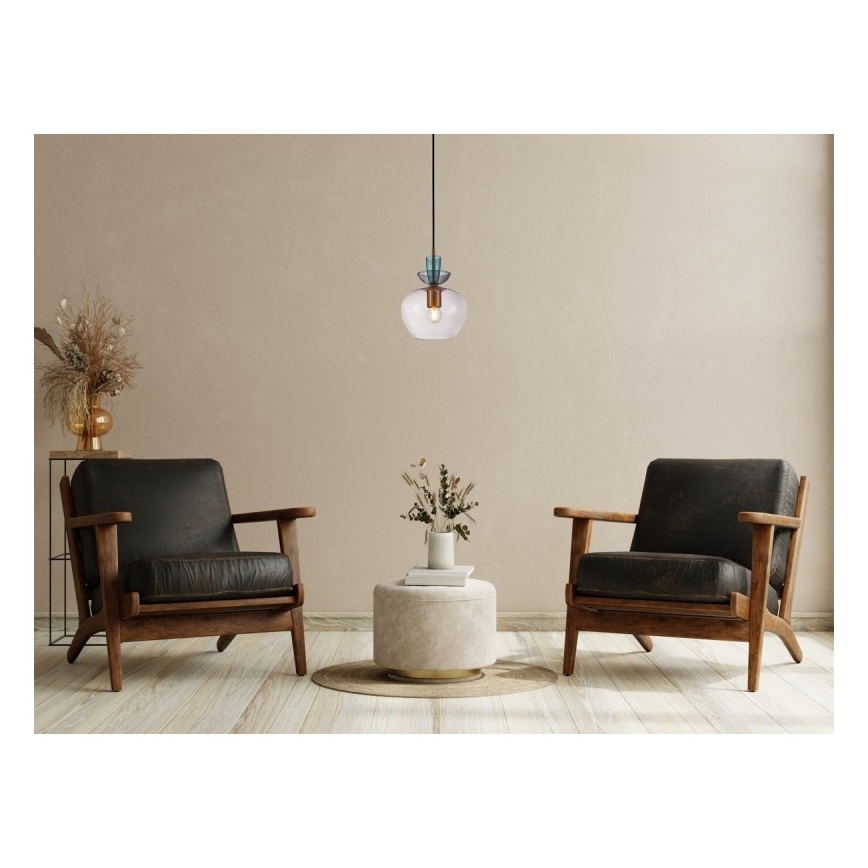 ITALUX - Hanglamp met kabel FANDA 1xE27/40W/230V goud/rookgrijs