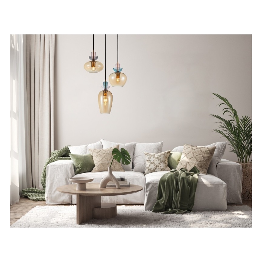 ITALUX - Hanglamp met kabelophanging FANDA 3xE27/40W/230V goud/rookbeige