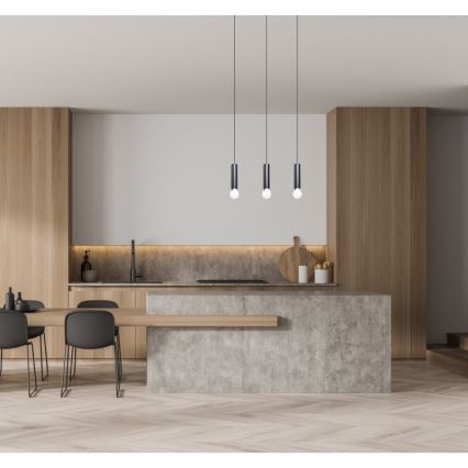 ITALUX - MACERA hanglamp met kabel 3xE27/40W/230V zwart