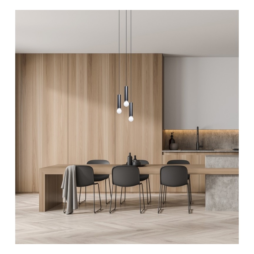 ITALUX - Hanglamp aan kabel MACERA 3xE27/40W/230V zwart