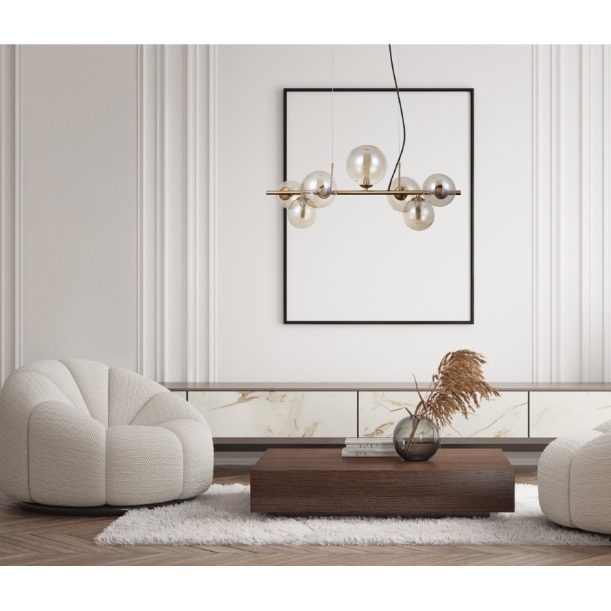 ITALUX - Hanglamp aan kabel CANELLO 7xG9/5W/230V messing