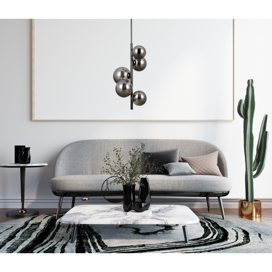 ITALUX - Hanglamp met vaste pendel CANELLO 5xG9/5W/230V zwart