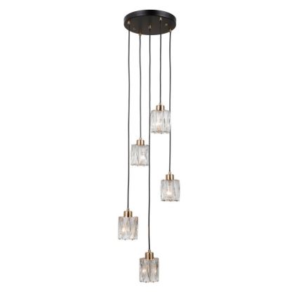 ITALUX - Kroonluchter aan kabel TORNO 5xE14/40W/230V zwart/goud