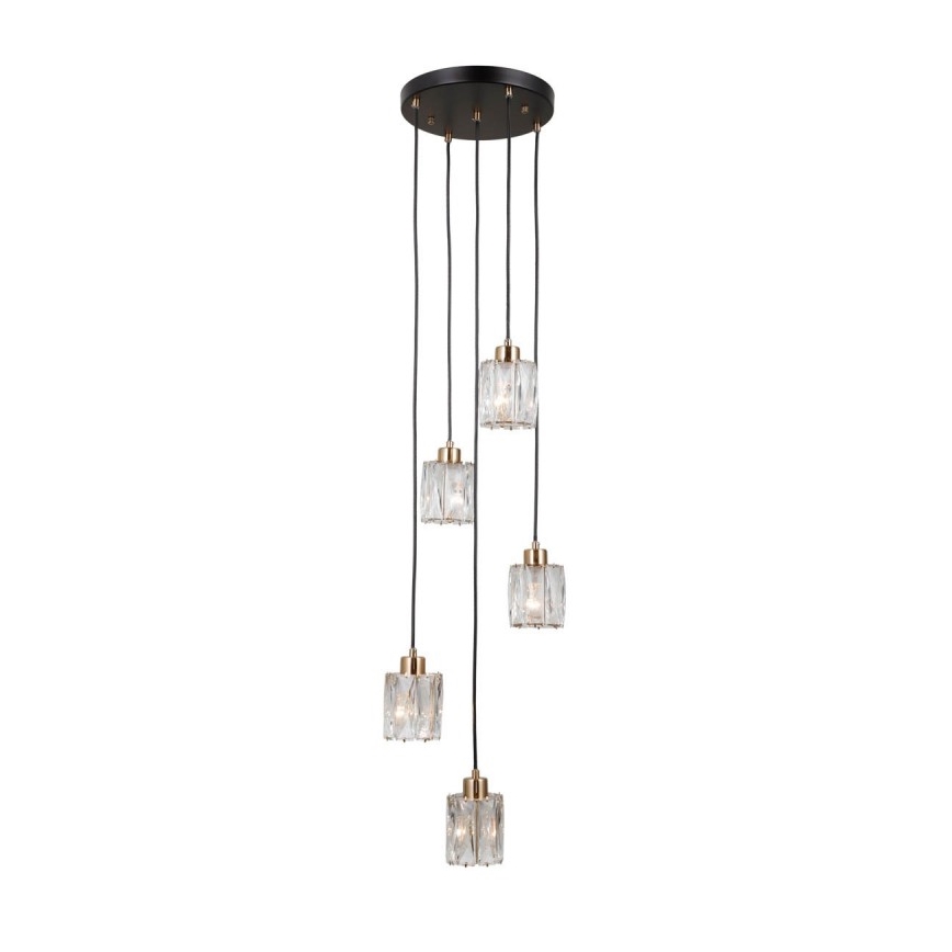 ITALUX - Kroonluchter aan kabel TORNO 5xE14/40W/230V zwart/goud